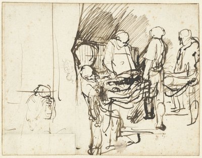 The Entombment, Over a Sketch of an Executioner by Rembrandt van Rijn
