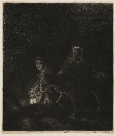 The Flight into Egypt (a night piece) by Rembrandt van Rijn