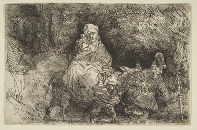 The Flight into Egypt: Crossing a Brook by Rembrandt van Rijn