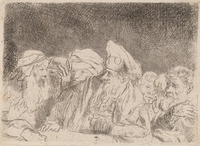 The Pharisees Debating (Fragment from the Hundred Guilder Print) by Rembrandt van Rijn
