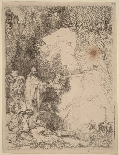 The Raising of Lazarus: Small Plate by Rembrandt van Rijn