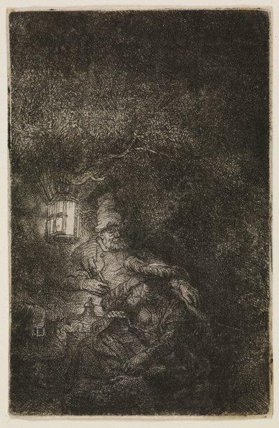The Rest on the Flight (a night piece) by Rembrandt van Rijn