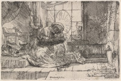 The Virgin and Child with the Cat and Snake by Rembrandt van Rijn