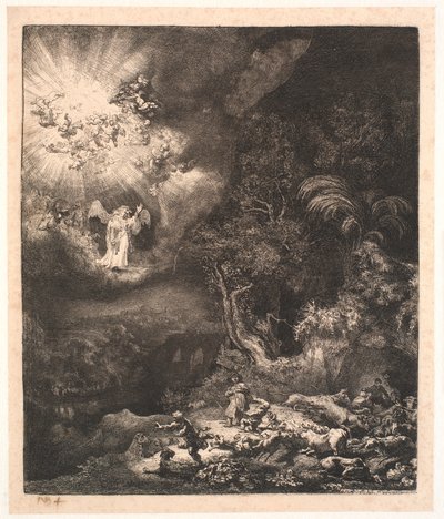 The Angel Appearing to the Shepherds by Rembrandt van Rijn