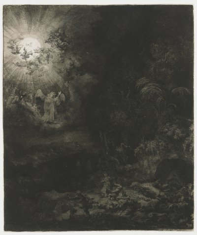 The Angel Appearing to the Shepherds by Rembrandt van Rijn