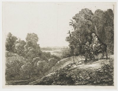 The Flight into Egypt: Altered Plate from Seghers by Rembrandt van Rijn
