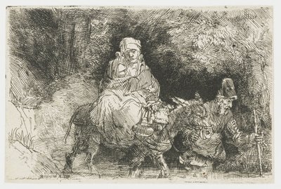 The Flight into Egypt Crossing a Brook by Rembrandt van Rijn