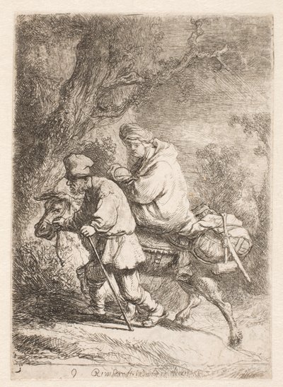 The Flight into Egypt: Small Plate by Rembrandt van Rijn