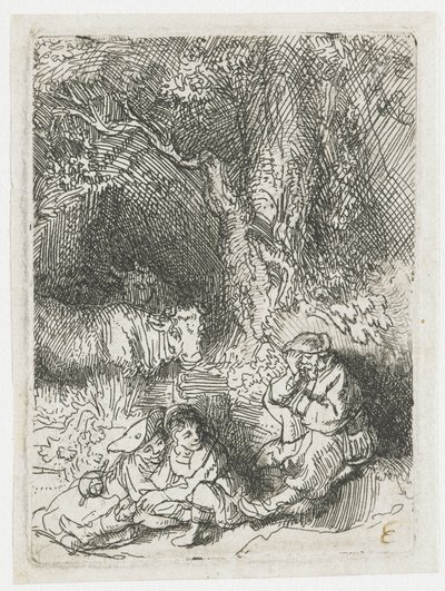 The Sleeping Herdsman by Rembrandt van Rijn