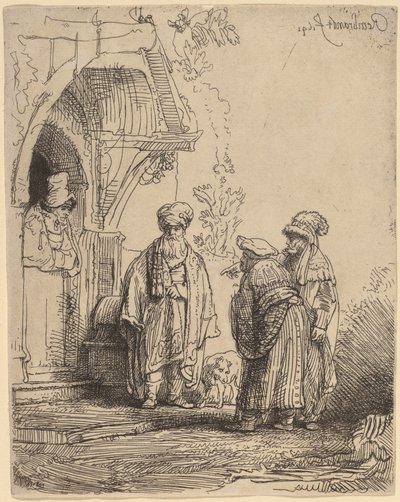 Three Oriental Figures (Jacob and Laban?) by Rembrandt van Rijn