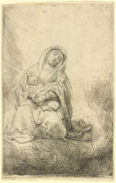 Virgin and Child in the Clouds by Rembrandt van Rijn