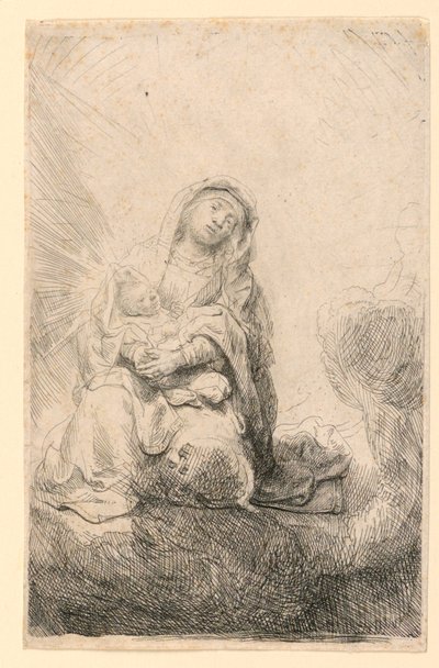 Virgin and Child in the Clouds by Rembrandt van Rijn