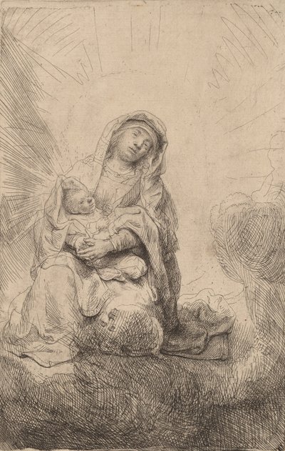 Virgin and Child in the Clouds, 1641 by Rembrandt van Rijn