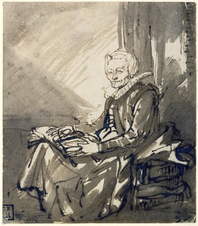 Woman with an Open Book on Her Lap by Rembrandt van Rijn