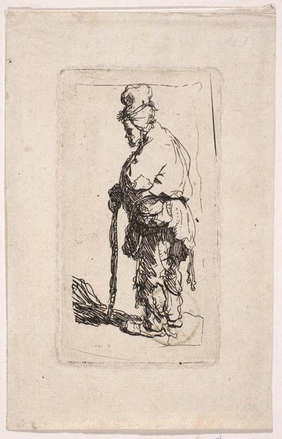 Beggar Leaning on a Stick, Turned Left by Rembrandt van Rijn