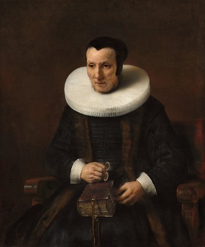 An Old Lady with a Book by Rembrandt van Rijn and Workshop