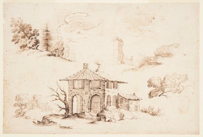 Sketches of Trees and a House by Remigio Cantagallina