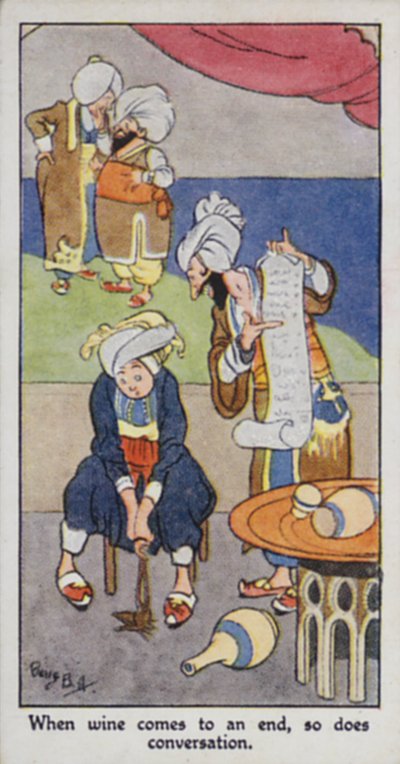 Eastern Proverb: When wine comes to an end, so does conversation by René Bull
