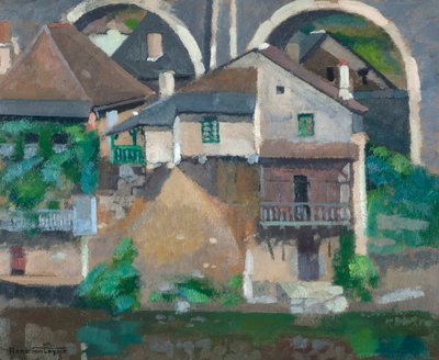 Houses on the Vézère at Uzerche by René Fontayne