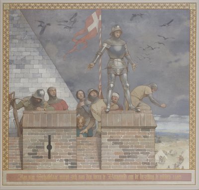 Painting by Georg Sturm Depicting Jan van Schaffelaar Throwing Himself from the Tower in Barneveld to Save the Garrison, on the Southern Wall in the Entrance Hall by René den Engelsman