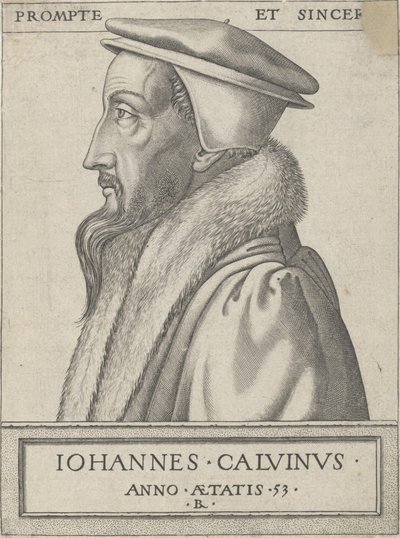 Jean Calvin, theologian and primary force in the Protestant Reformation, aged 53 by Rene Boyvin