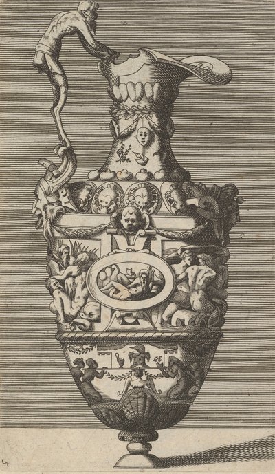 Vase with a River God in an Oval Medallion by Rene Boyvin