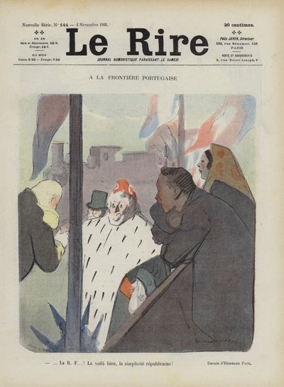 At the Portuguese Frontier. Illustration for Le Rire by Rene George Hermann Paul