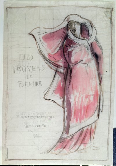 Design for a Poster Advertising Les Troyens composed by Hector Berlioz for a Performance at the Opera de Paris in 1921 by Rene Piot