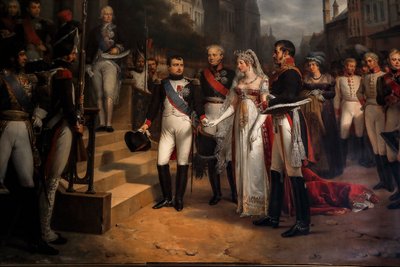 Napoleon receives the Queen of Prussia in Tilsit by Rene Theodore Berthon