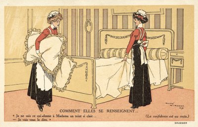 Two Maids Changing Bed Clothes by Rene Vincent