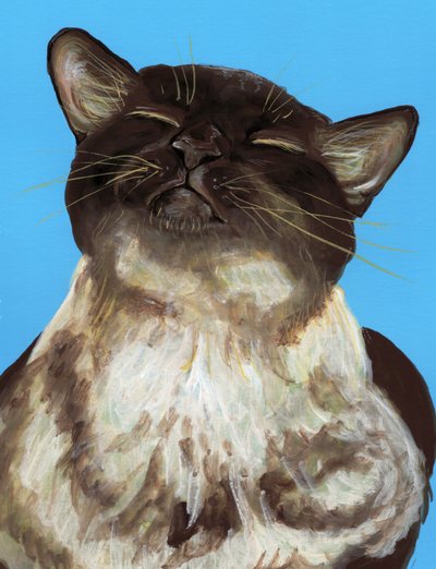 Blissful Brown Cat by Renee Machan Cottagecore Artist