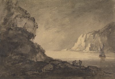 Shipping Scene with Three Figures on Shore by Rev. William Gilpin