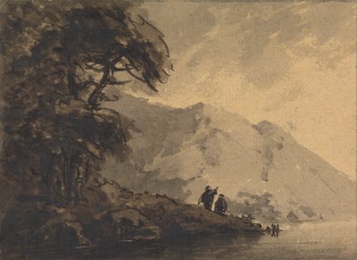 Two Figures on Shore with Mountain Rising Behind by Rev. William Gilpin
