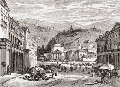 A Street in Turin, Italy in the Late 19th Century. From Italian Pictures by Rev. Samuel Manning, Published c.1890. by Reverend Samuel Manning