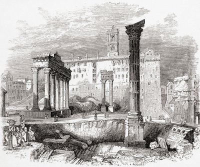In The Forum, Looking Towards the Capitol, Rome, Italy in the Late 19th Century. From Italian Pictures by Rev. Samuel Manning, Published c.1890. by Reverend Samuel Manning