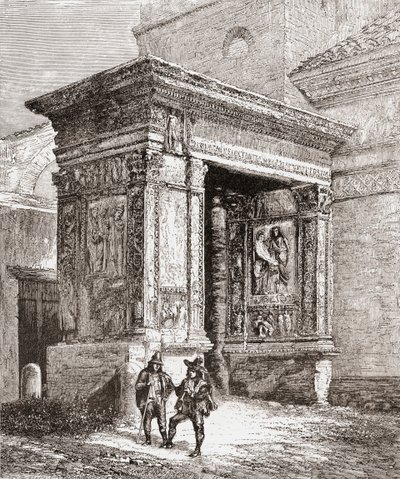 The Arcus Argentariorum, in the Western Wall of the Church of San Giorgio al Velabro, Rome, Italy in the Late 19th Century. From Italian Pictures by Rev. Samuel Manning, Published c.1890. by Reverend Samuel Manning