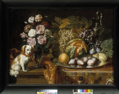 Still Life with Dwarf Spaniel by Reynaud Levieux