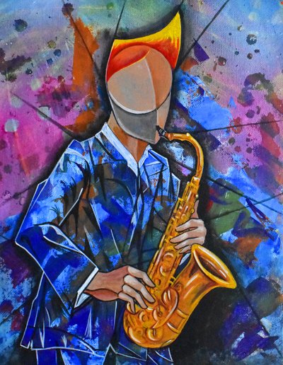 Abstract Jazz Saxophonist by Ricardo Maya