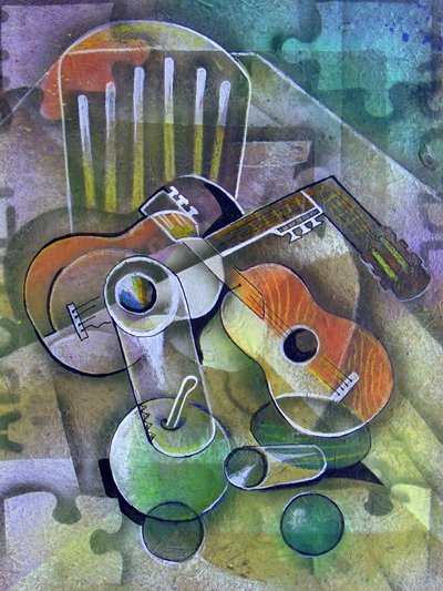 Cubist Guitars Still Life by Ricardo Maya