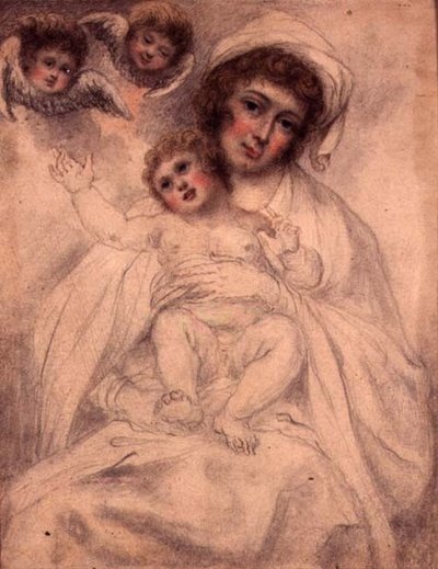 Mother and Child with Cherubs by Richard (attr. to) Cosway