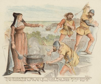 Dame Elizabeth Treffry defending Place House, Fowey, Cornwall against the French by Richard Andre