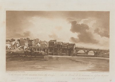 On the Banks of the Marne below the Bridge at Charenton 1803; Plate 19 from Views in Paris, the Emanuel Volume by Richard Banks Harraden