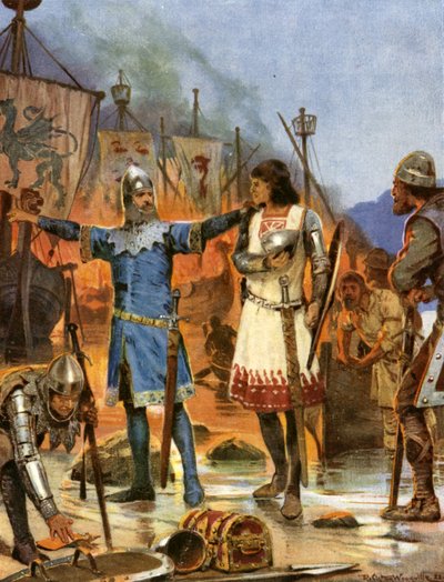 Fitzstephen Burns His Boats by Richard Caton II (after) Woodville