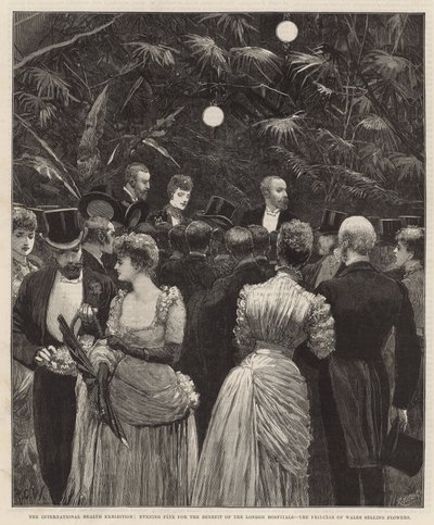 Evening fete for the benefit of the London Hospitals - the Princess of Wales selling flowers by Richard Caton Woodville