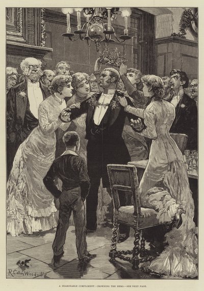 A Seasonable Compliment, Crowning the Hero by Richard Caton Woodville junior