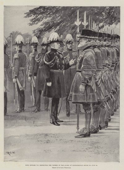 King Edward VII inspecting the Yeomen of the Guard at Marlborough House on 25 June by Richard Caton Woodville junior