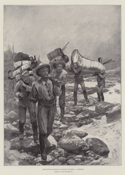 Prospecting for Gold in British Columbia, a Portage by Richard Caton Woodville junior