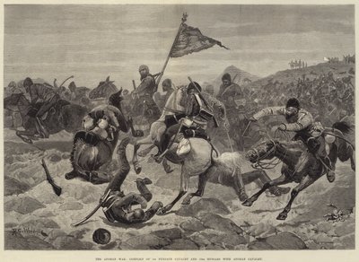 The Afghan War, Conflict of 1st Punjaub Cavalry and 15th Hussars with Afghan Cavalry by Richard Caton Woodville junior