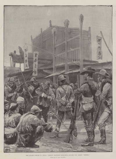 The Allied Forces in China, German Soldiers Searching Houses for Armed Boxers by Richard Caton Woodville junior
