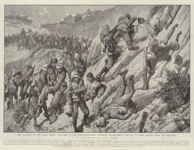 The Clearing of the Saran Ridge, the Men of the Northamptonshire Regiment heliographing for Aid in their Descent with the Wounded by Richard Caton Woodville junior